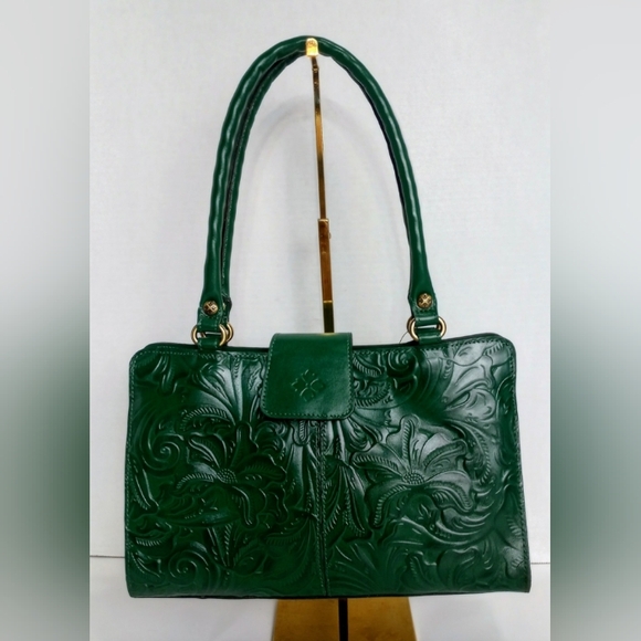 NWT Patricia Nash Tooled Leather Rienzo Satchel Shoulder Bag, Soft Green - Picture 2 of 15